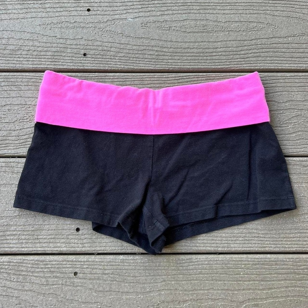 Vintage Y2K No Boundaries Pink / Black Foldover‎ Booty Mini Shorts